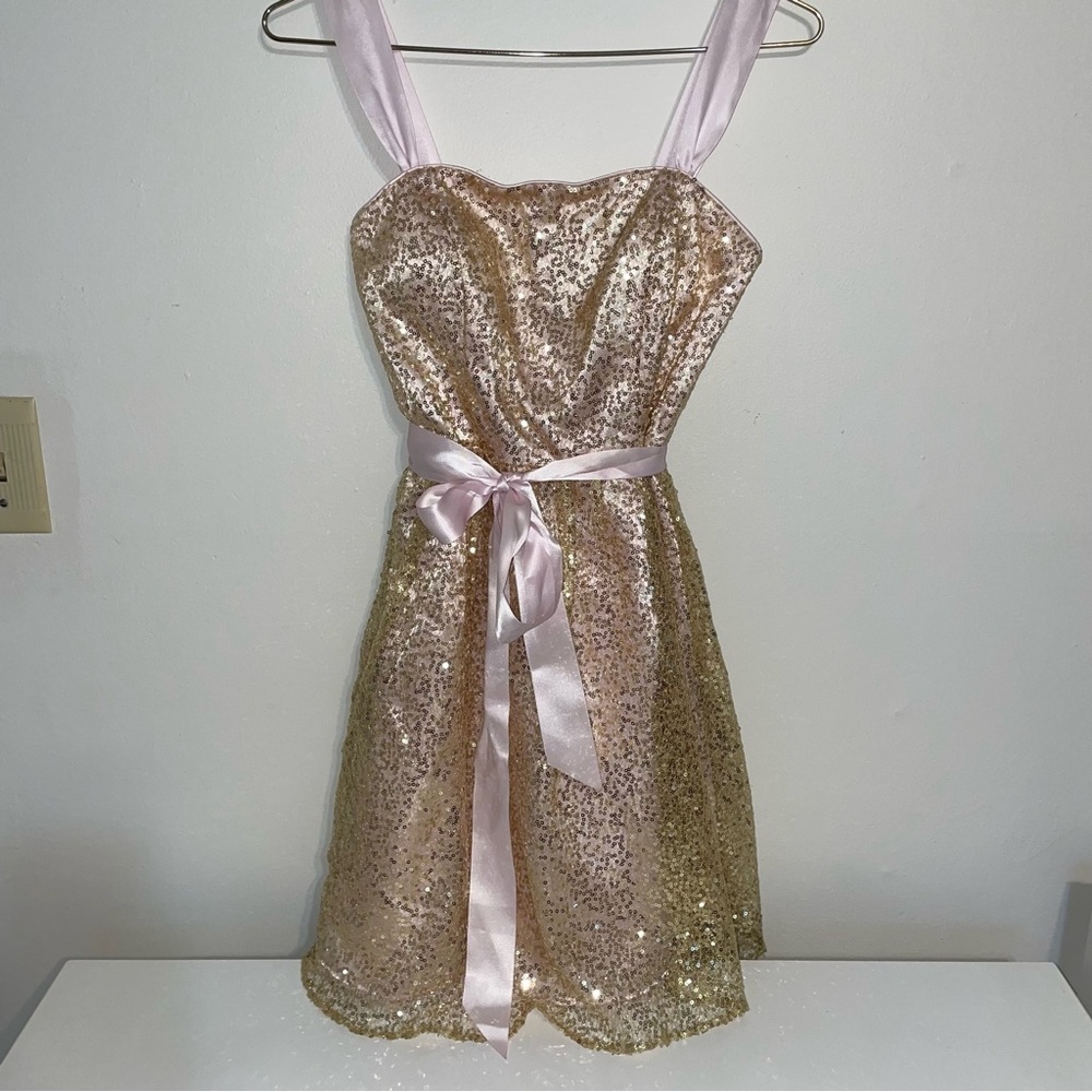 - Hailey Logan for Adrianna Papell Sequin Pink Prom Special Event Dress Sz 4